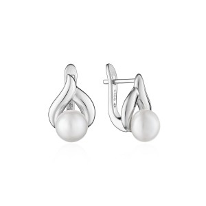Cercei argint cu perle naturale albe si tortite DiAmanti SK24338EL_W-G (Argint 925‰ 3,3 g.)